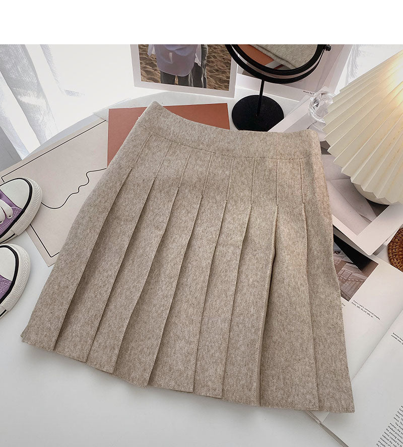 Faltenrock, vielseitiger Strickrock in A-Linie mit hoher Taille 5309