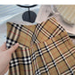 Khaki pleated skirt women's high waist A-line plaid skirt  5314