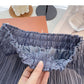 Foreign style solid color pleated high waist A-shaped skirt  5457