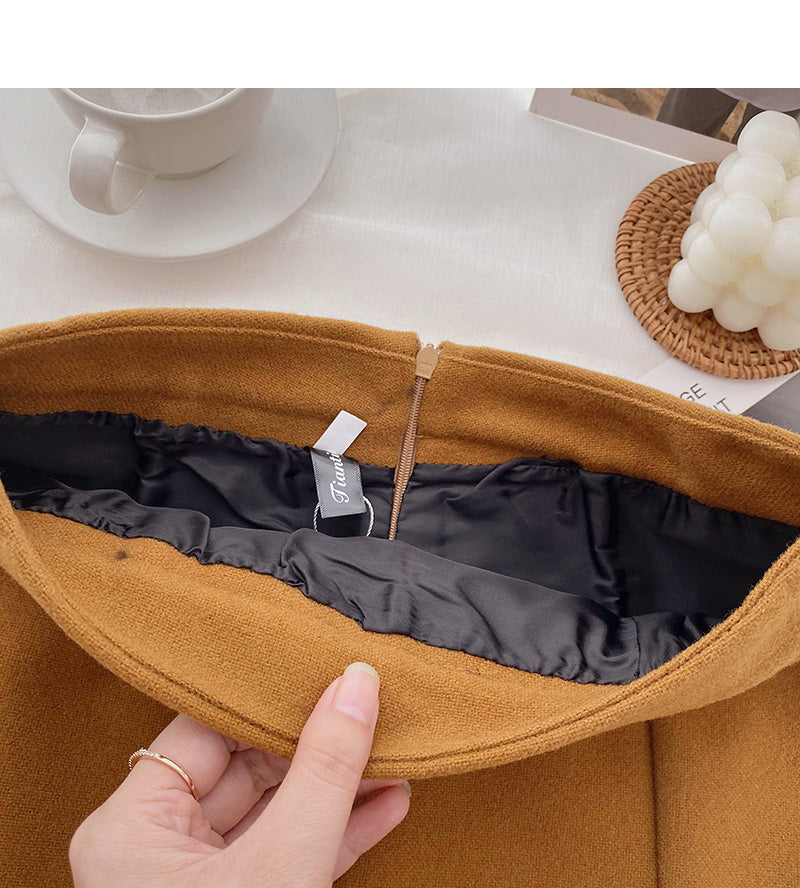 Korean fashion design, slim woolen skirt  5478