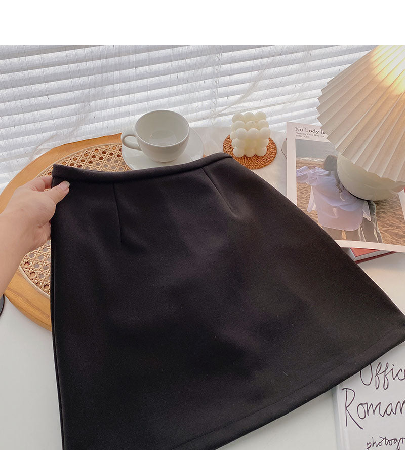 Woolen skirt, high waist, slim, casual and versatile  5325