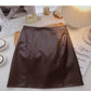 Versatile slim fashion PU leather skirt to prevent light loss  5346