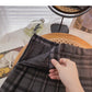 Pleated plaid skirt women's high waist skirt  5486
