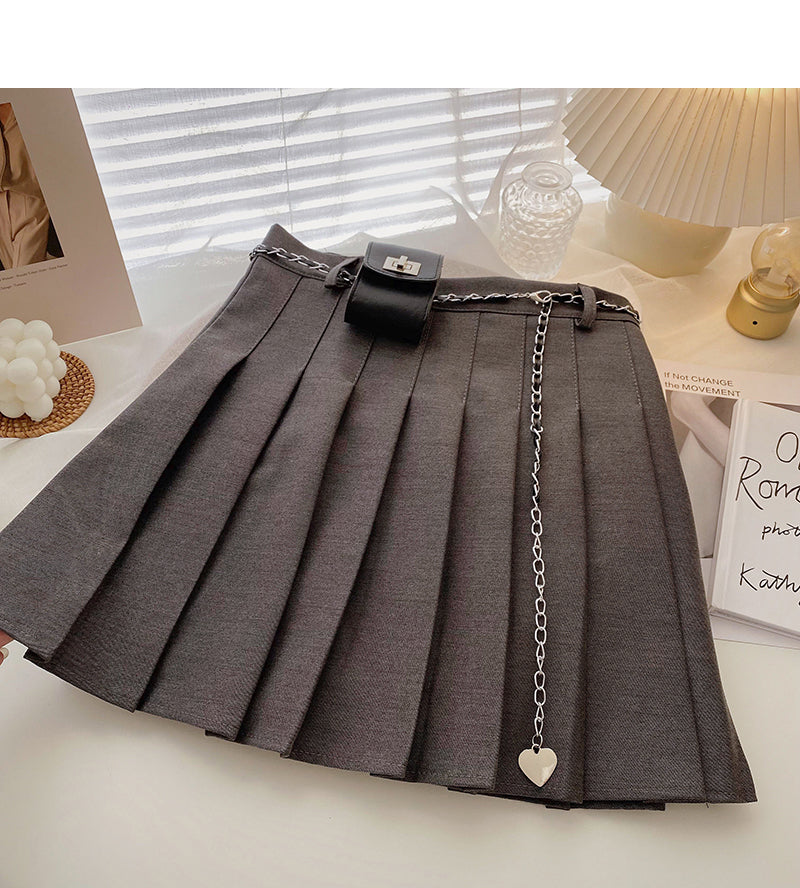 Pleated high waist fashion A-line skirt for women  5298