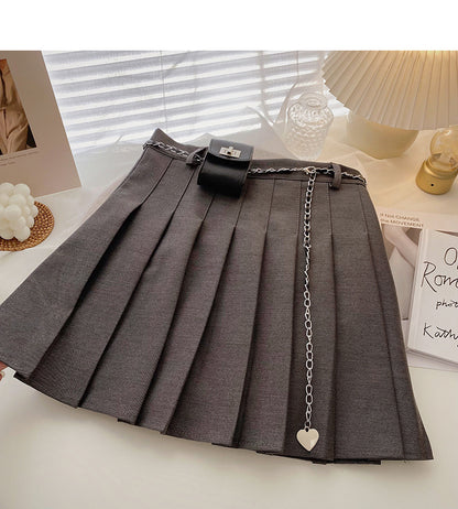 Pleated high waist fashion A-line skirt for women  5298