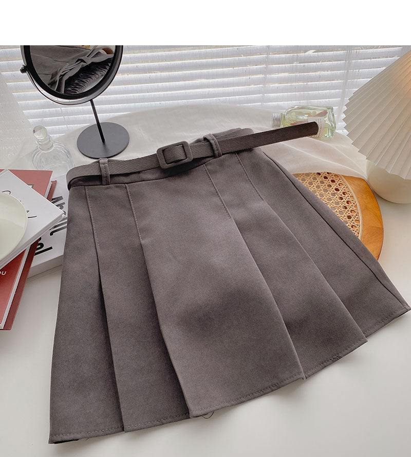 High waist woolen pleated skirt casual A-line skirt  5342