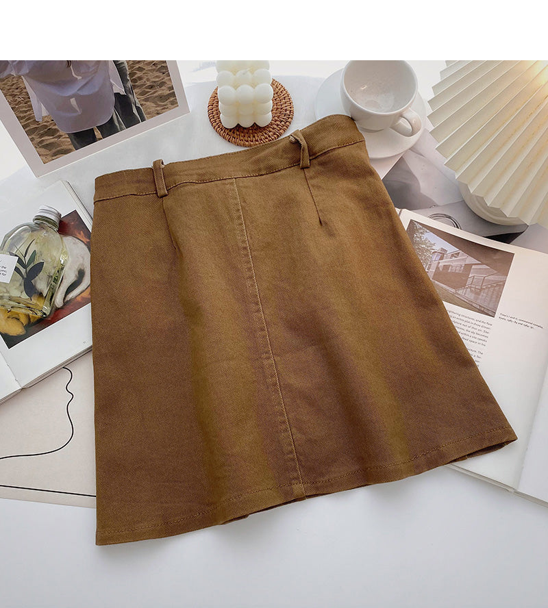 Fashion Hong Kong style leisure Retro High Waist Skirt  5487