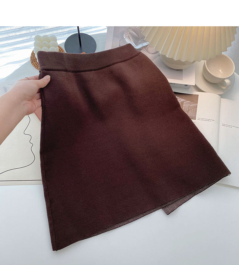 A-förmiger Rock mit hoher Taille und hoher Taille der neuen koreanischen Minderheitsmode mit Retro-Print 5431