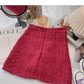 Small fragrant woolen skirt, Hong Kong Style Plaid high waist A-shaped short skirt  5363