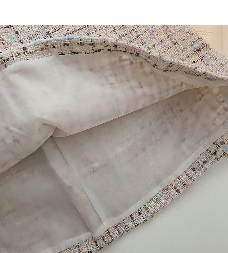 Jupe portefeuille taille haute en tweed rétro à carreaux Gas 5503