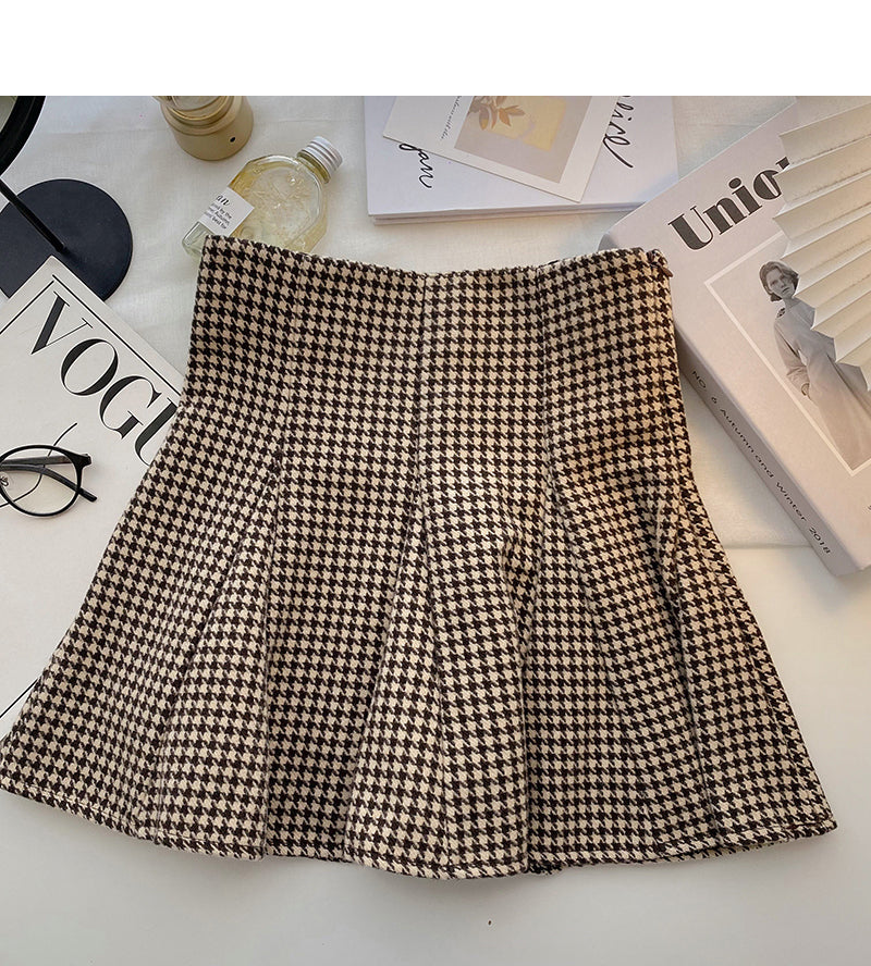 Design-Nischen-Rock im Hong Kong-Stil mit hoher Taille und Tausend-Vogel-Karos 5418
