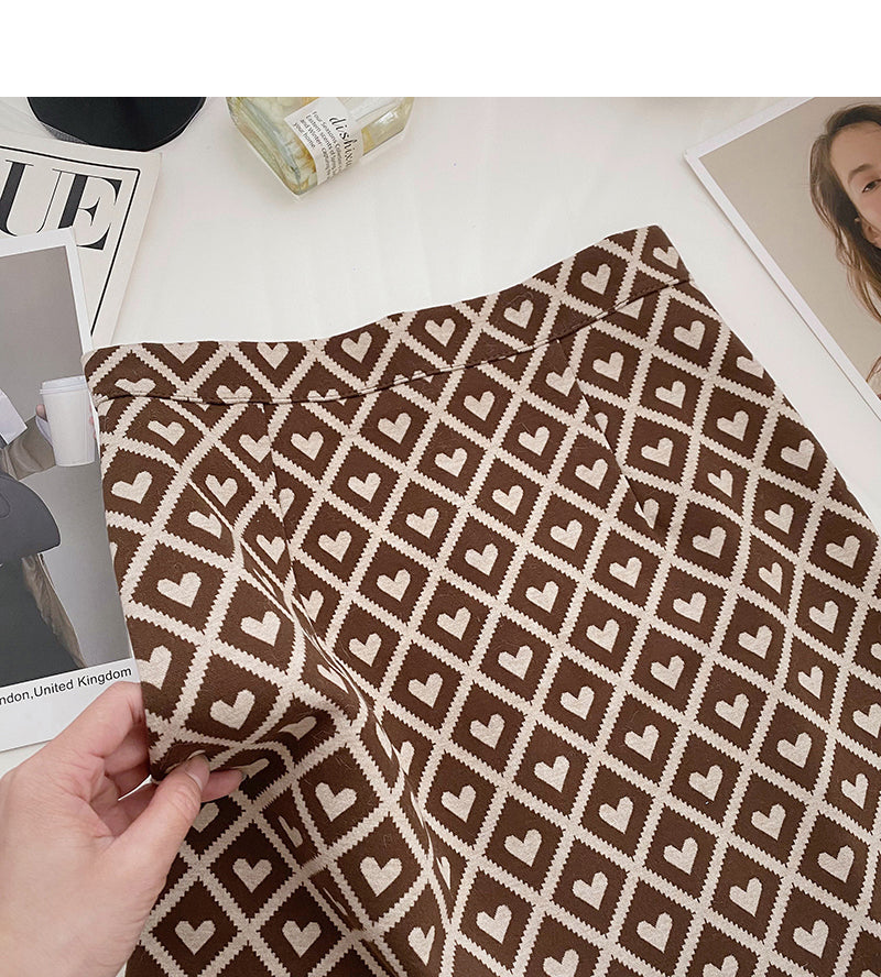 Retro-Persönlichkeit Liebe Karo Farbkontrast schmaler A-Linien-Rock mit hoher Taille 5362