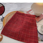 Bright silk tweed short skirt high waist A-line skirt  5311