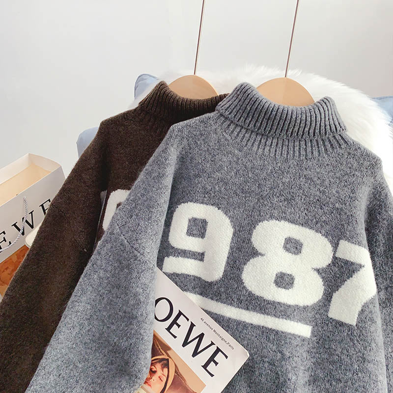 Languid wind and foreign style aging bottomed sweater  5155