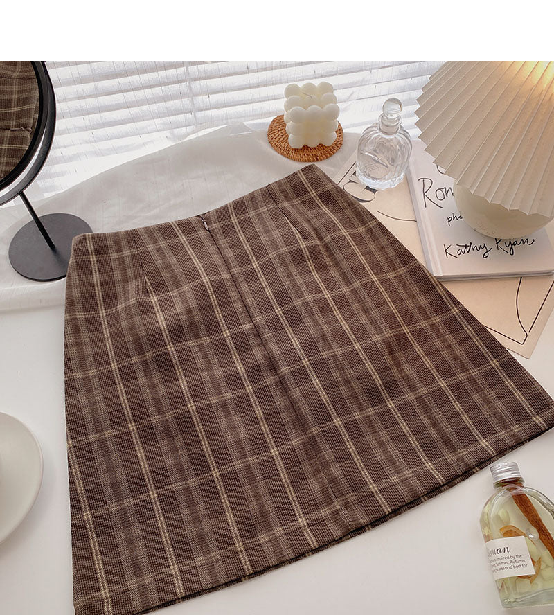 New Korean high waist Hong Kong style retro skirt  5326