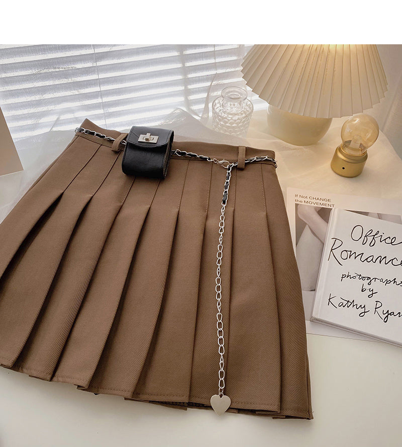 Pleated high waist fashion A-line skirt for women  5298