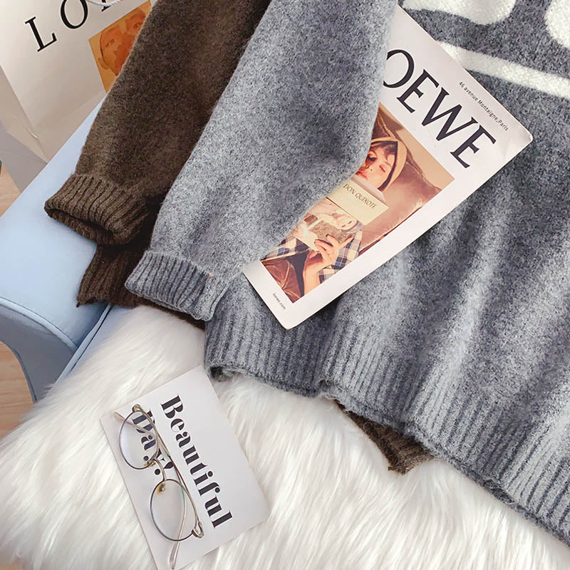 Languid wind and foreign style aging bottomed sweater  5155