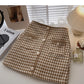 Bird check high waist single breasted A-line skirt  5281