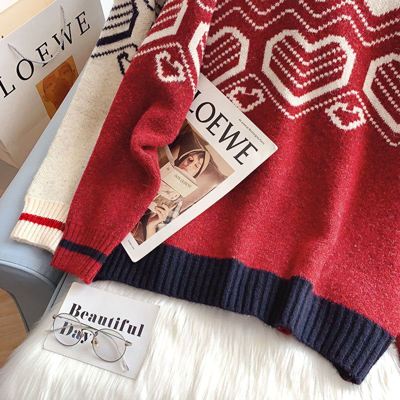 Koreanischer Design-Pullovermantel in Kontrastfarbe 5188