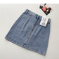 The new Korean small pocket design shows a thin hip wrapped denim skirt  5331
