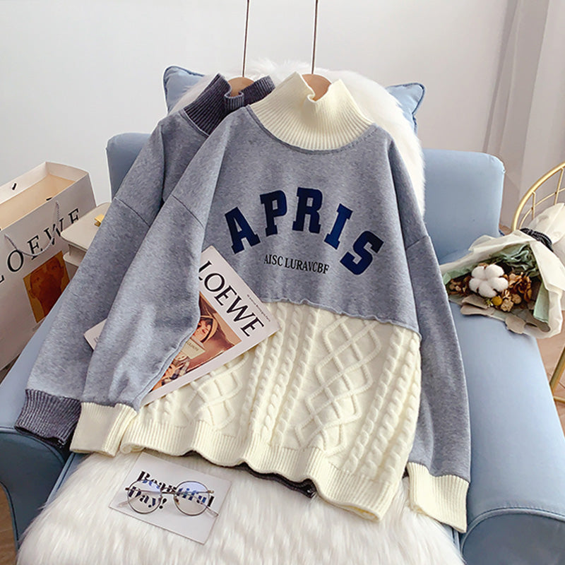 High neck sweater design sense of minority knitted bottoming shirt  5230