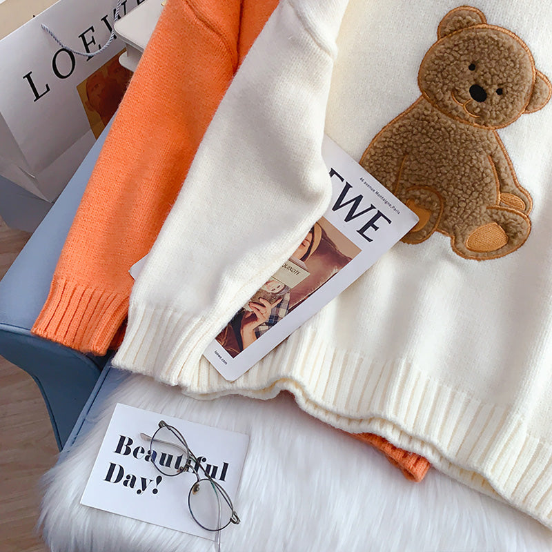 Cartoon Bear Lazy Wind Pullover im ausländischen Stil 5238