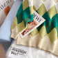 Lazy wind Lingge V-Neck Sweater Korean sweater  5128