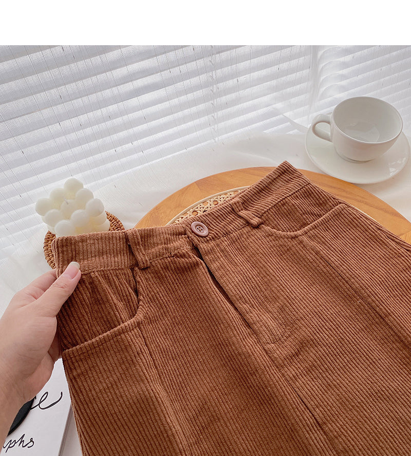 Hüftwickelrock aus Cord mit hoher Taille 5292