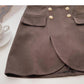 Strap skirt Korean style retro fashion double breasted high waist  5330