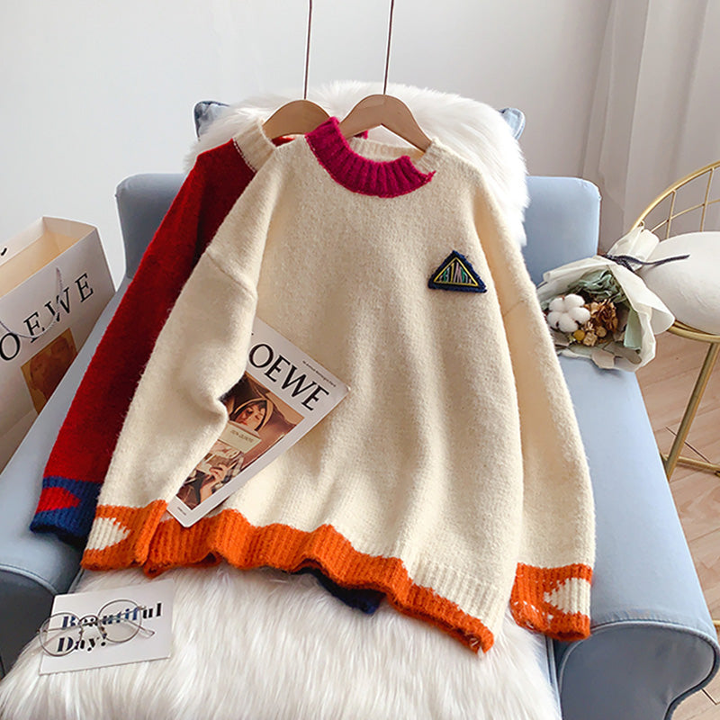 Rundhals-Pullover im College-Stil, neues Top 5167