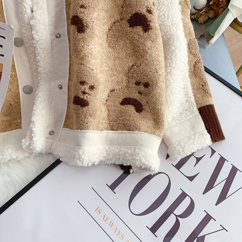 Fried Street lamb wool stitched sweater coat female  5240