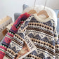 Vintage jacquard sweater loose lazy top  5135