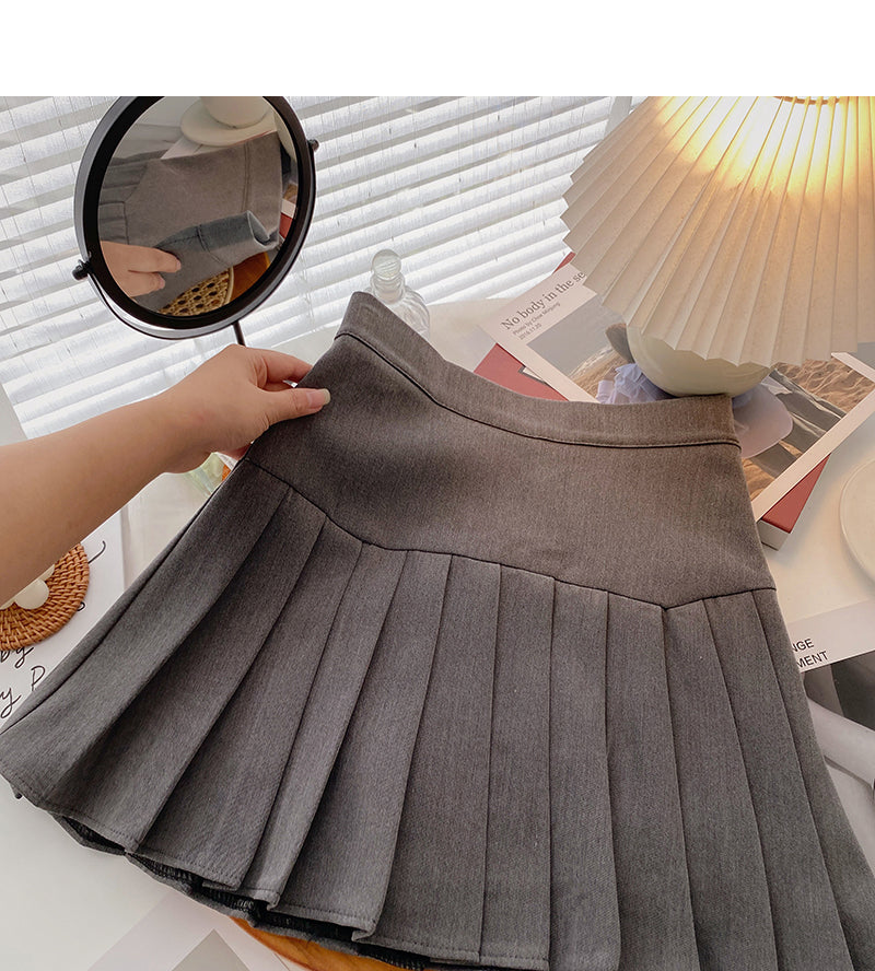 Foreign style aging day high waist pleated skirt  5348