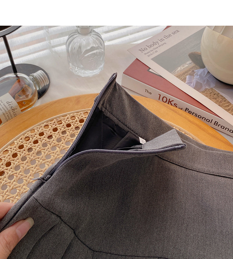 Foreign style aging day high waist pleated skirt  5348