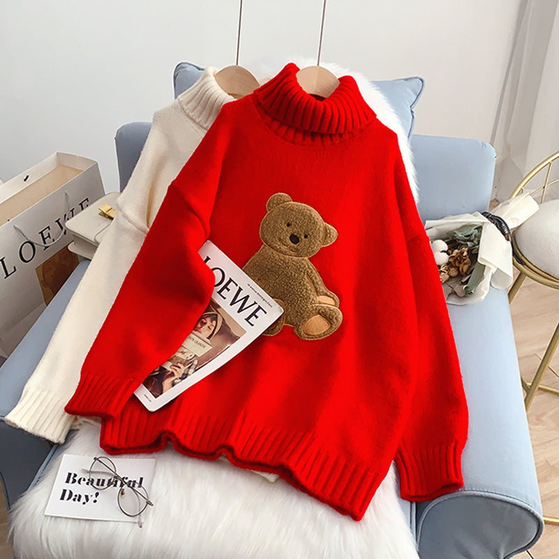 Cartoon Bear Lazy Wind Pullover im ausländischen Stil 5238