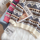 Vintage jacquard sweater loose lazy top  5135