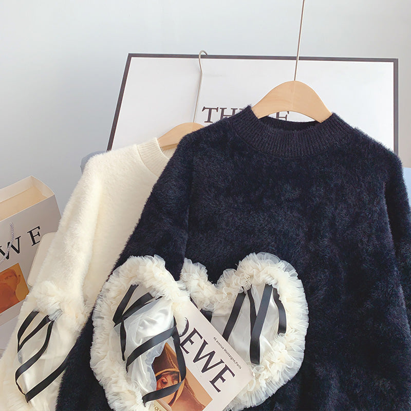 Love Gaze-Spitzenpullover Design Sense Minority Top 5111