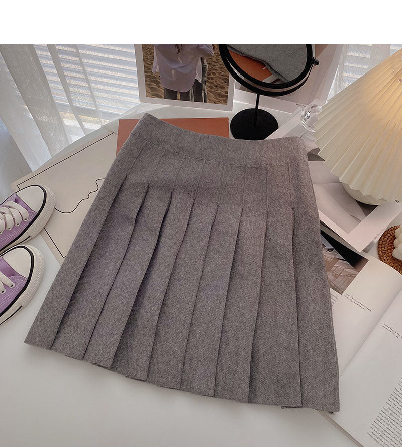 Faltenrock, vielseitiger Strickrock in A-Linie mit hoher Taille 5309