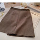 New Korean casual retro design button high waist color blocking a-word skirt  5333