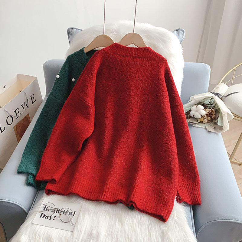Languid style, foreign style, aging design sense sweater top  5264