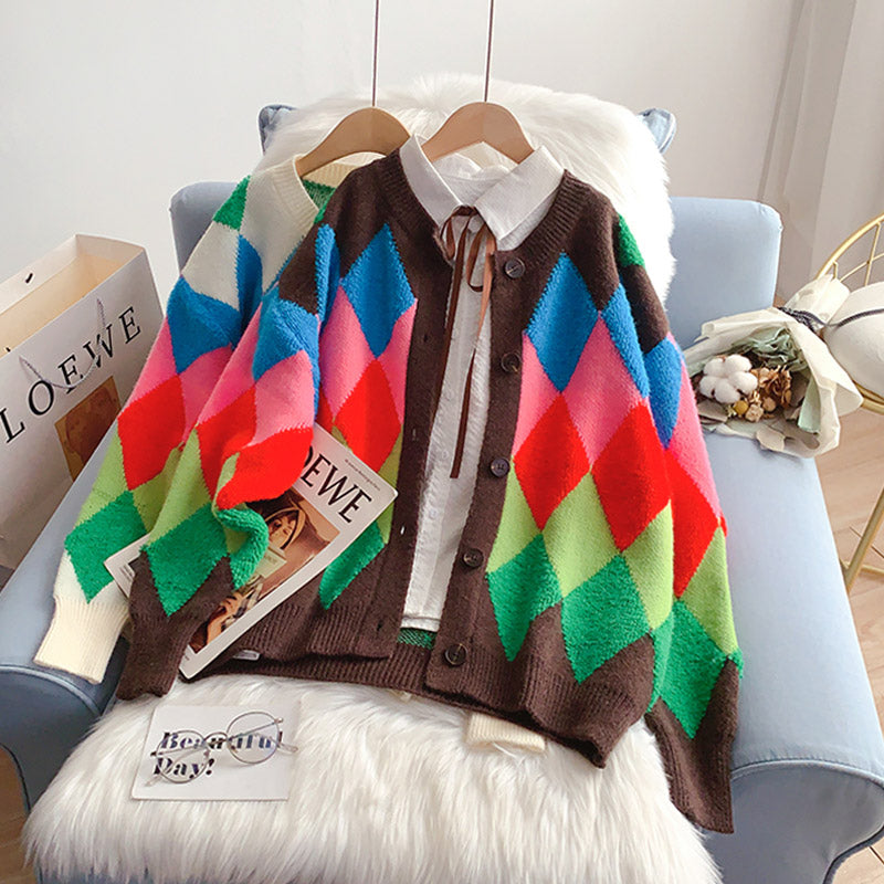 Kontrast Lingge Pullover Mantel Cardigan Design Top 5249