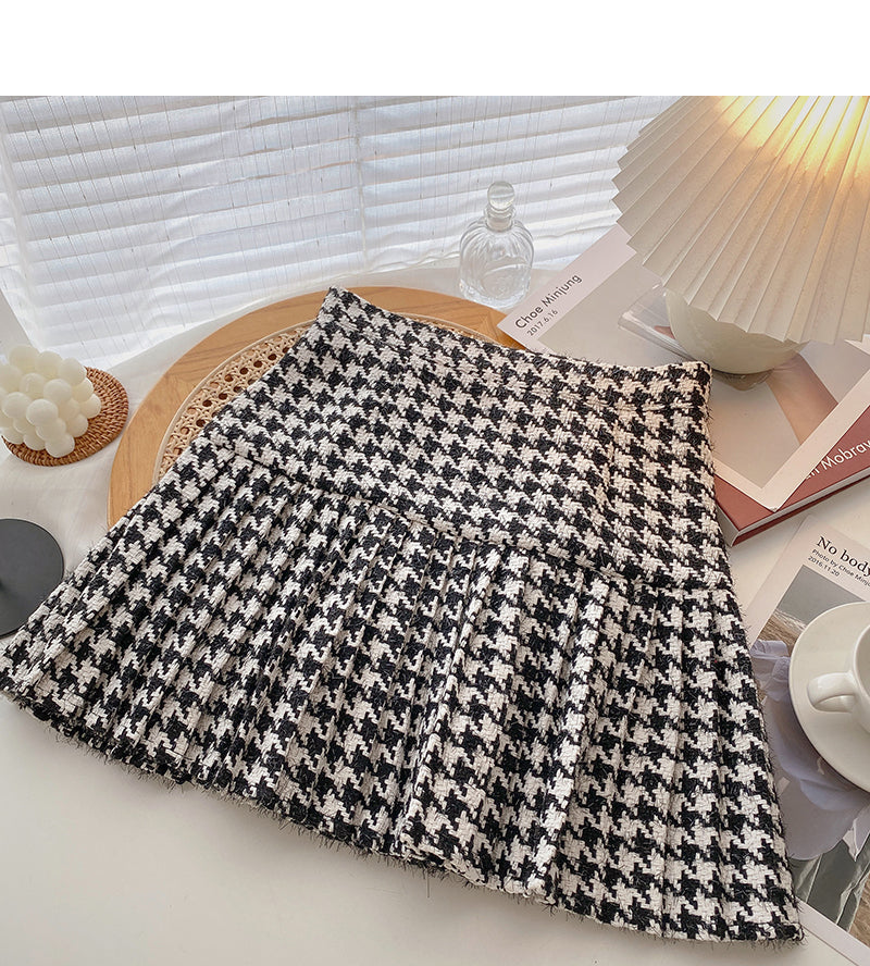 High waist A-line skirt fashion thousand bird pleated skirt  5295