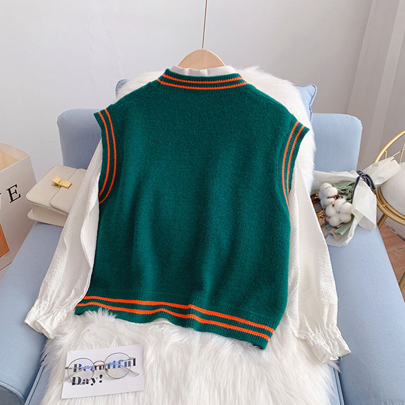 Strickweste im College-Stil, Damen-Cardigan 5171