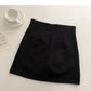 Korean Vintage nail bead bow solid A-line skirt  5317