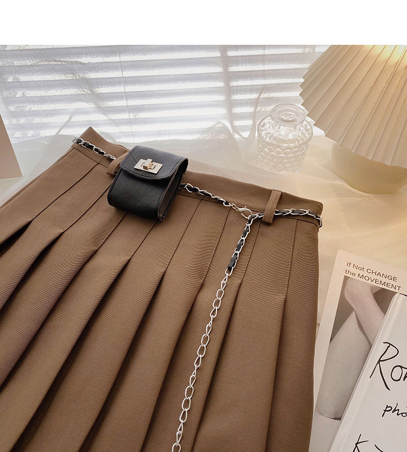 Pleated high waist fashion A-line skirt for women  5298
