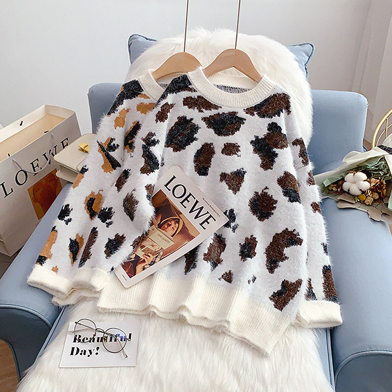 Leopard print Mohair women's Pullover 5200