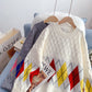 Vintage Lingge jacquard sweater, lazy and advanced  5227