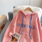 Lazy letter embroidered hooded sweater sweater women's sweater  5216