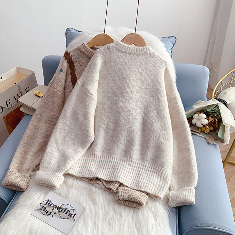 Small fresh and sweet sweater design sense sweater top  5140