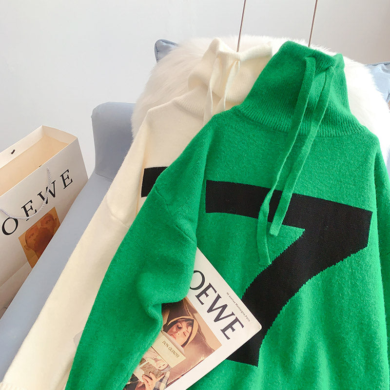 Korean version of high necked sweater with lazy design  5229